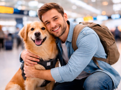 Dueño-y-perro-en-aeropuerto-preparados-para-viajar-en-avión